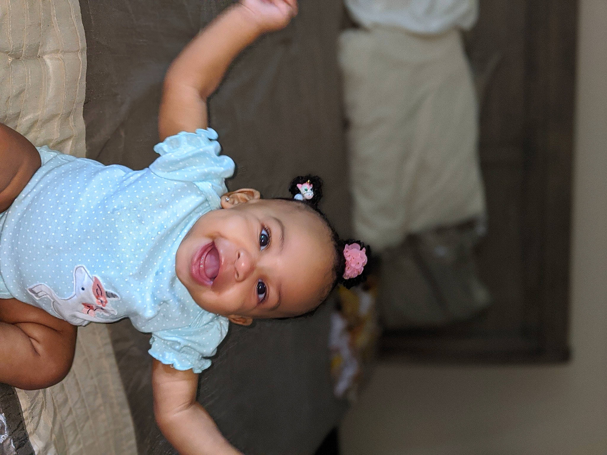 Tianna is registered to the contest to win money with this photo: arm, baby, cheek, child, fun, person, skin, smile, toddler