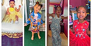 Nylah Arya joined the competition — help win amazing prizes! baby, braids, carpet, child, colorful_clothing, denim_jacket, dress, furniture, girl, hair_buns, happy, indoor, outdoor, portrait, posing, red_dress, room, smiling, toddler, yellow_dress