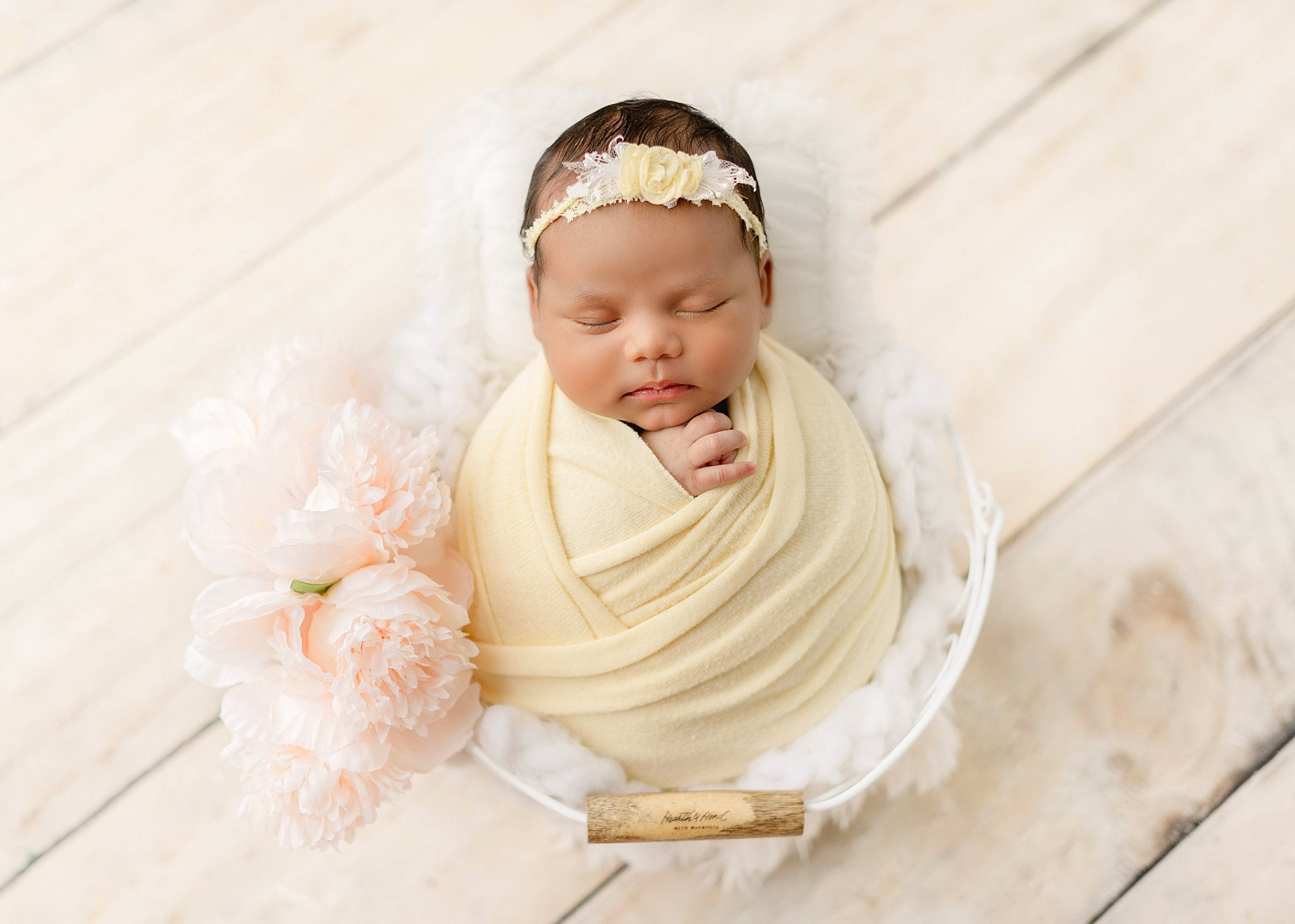 Lennox joined the competition — help win amazing prizes! baby, baby_products, baby_toddler_clothing, bridal_accessory, face, fashion_accessory, flooring, flower, hair_accessory, happy, head, headband, headgear, headpiece, headwear, jewellery, peach, person, sitting, sleeve