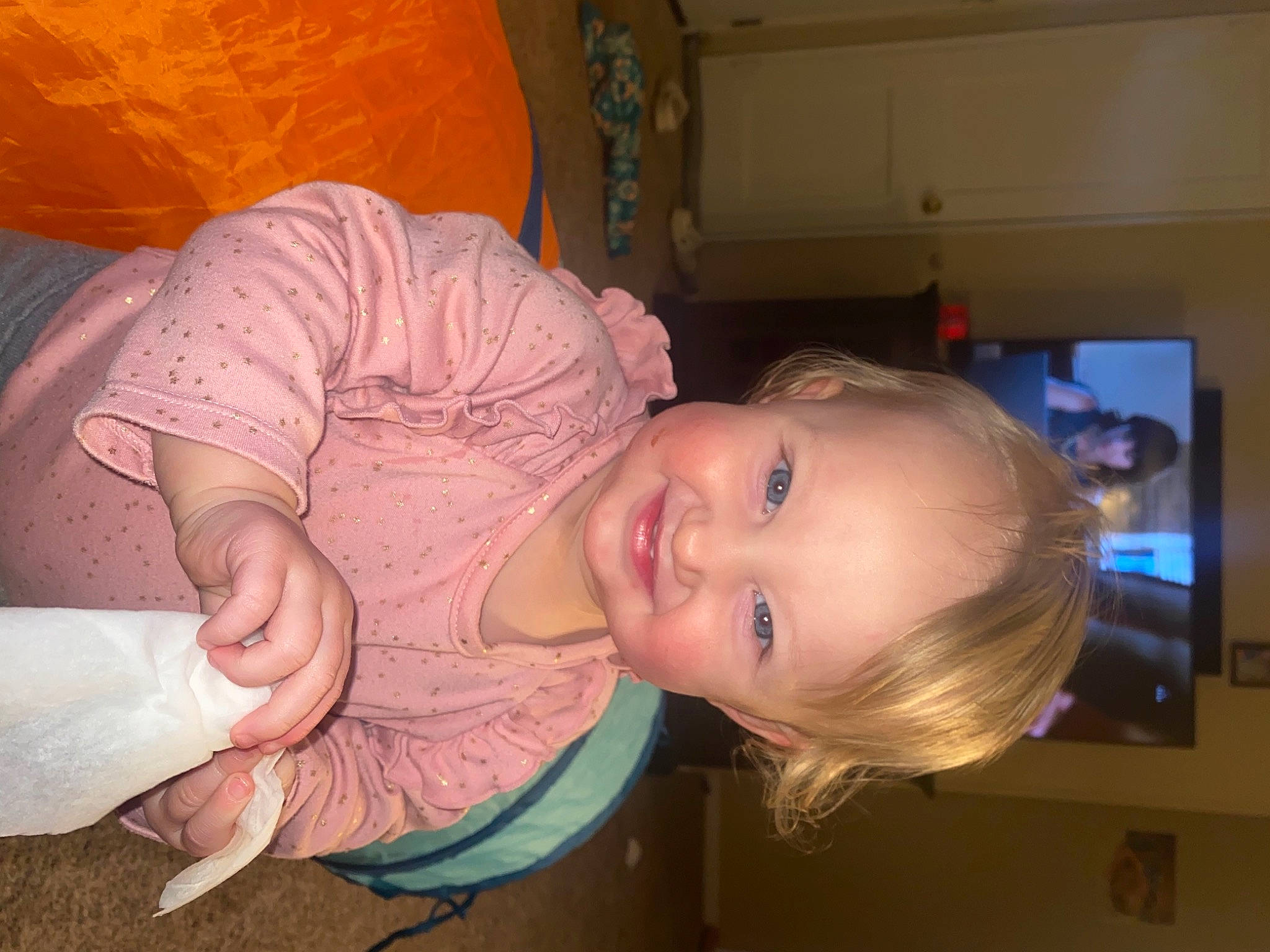 Mia Elizabeth is registered to the contest to win money with this photo: baby, baby_toddler_clothing, cheek, chin, ear, eye, eyebrow, finger, head, iris, joy, lip, mouth, muscle, neck, nose, organ, person, product, skin