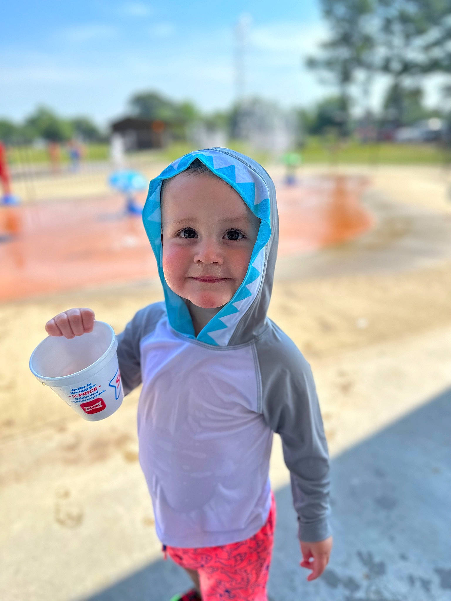 Bellamy joined the competition — help win amazing prizes! asphalt, baseball_cap, cap, child, costume, electric_blue, fun, gesture, happy, hat, headgear, headwear, joy, leisure, person, personal_protective_equipment, play, recreation, sky, smile