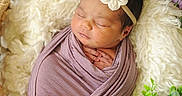 Royalty joined the competition — help win amazing prizes! newborn, baby, sleeping, basket, blanket, purple, flower_headband, wrapped, cozy, soft_texture, greenery, peaceful, infant, portrait, cute, small_feet, natural_light, indoor, decor, resting