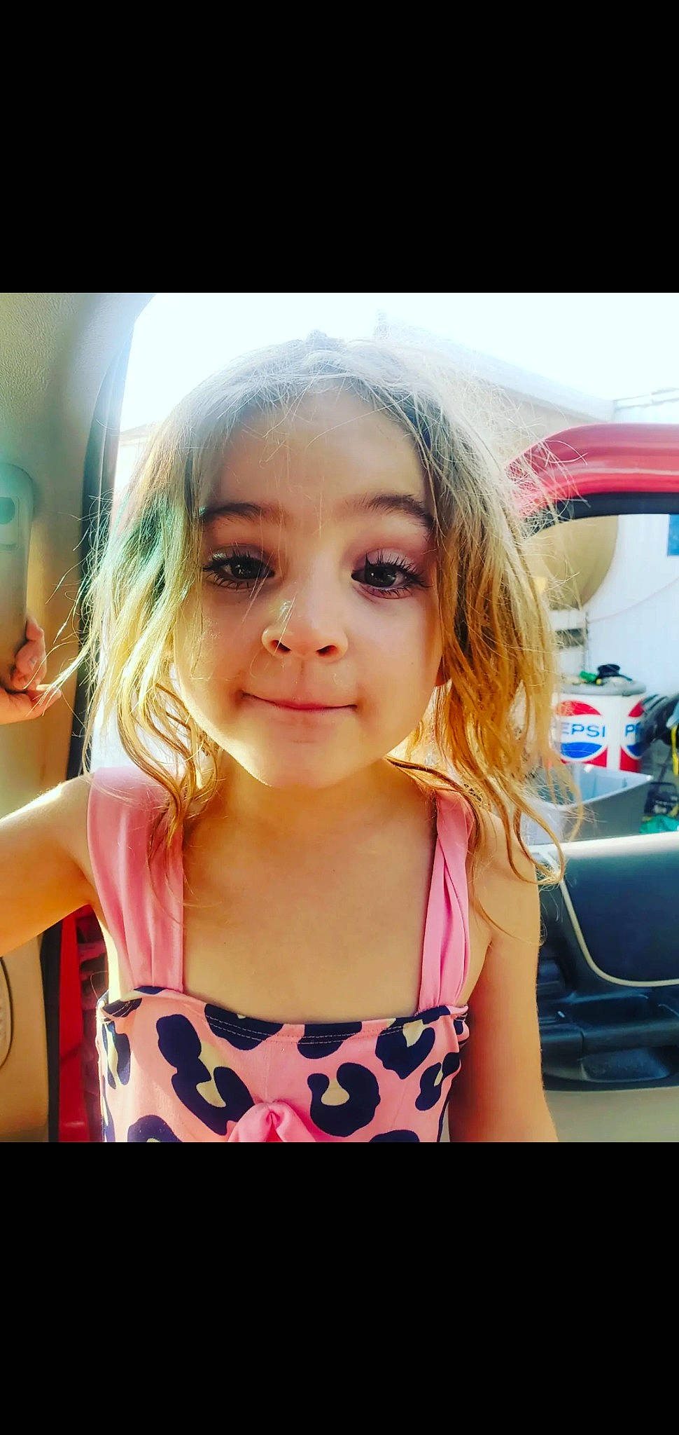 Noelle is registered to the contest to win money with this photo: beauty, blond, cool, dress, eyebrow, eyelash, face, fun, hair, happy, head, iris, lip, long_hair, magenta, person, pink, selfie, skin, smile