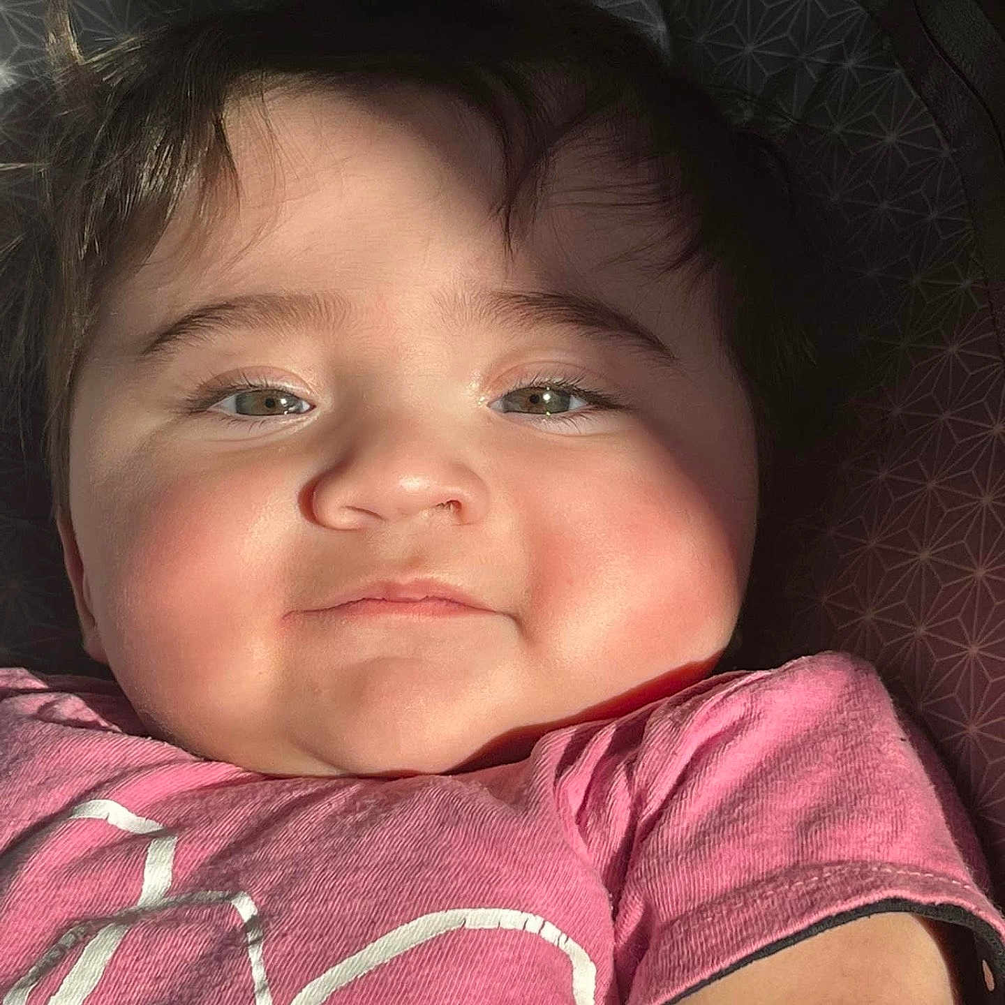 Miracle is registered to the contest to win money with this photo: accessories, baby, bodypart, clothing, cushion, earring, face, happy, head, homedecor, mouth, newborn, person, photography, portrait, selfie, sleeping, smile, t_shirt, teeth