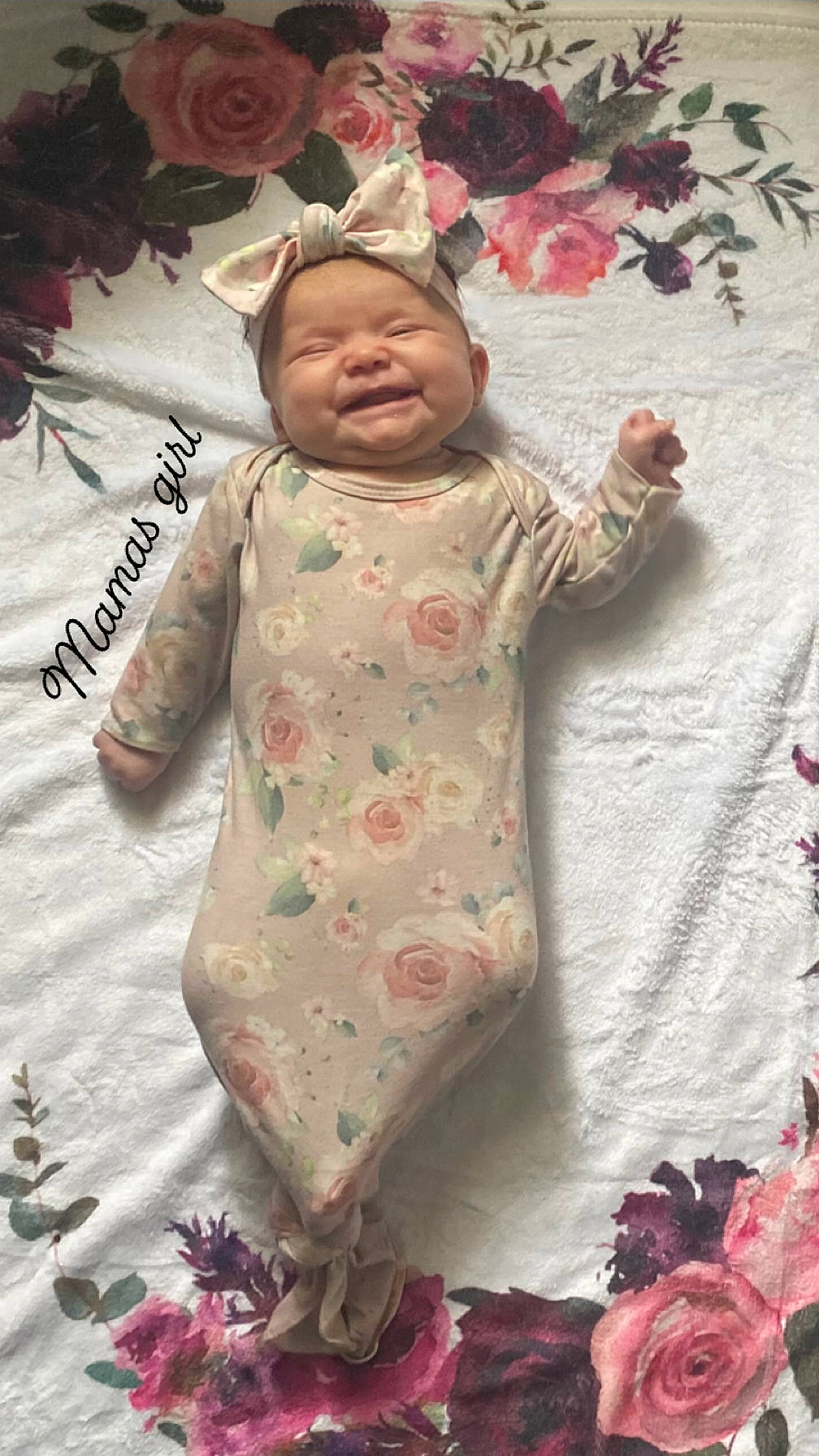 Oakleigh joined the competition — help win amazing prizes! baby, baby_toddler_clothing, beauty, cheek, child, flower, happy, leaf, linens, pattern, peach, people, people_in_nature, person, petal, pink, skin, sleeve, smile, textile