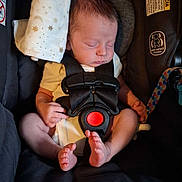 Calvin joined the competition — help win amazing prizes! newborn, baby, car_seat, sleeping, infant, blanket, straps, foot, hand, face, child, safety, rest, indoors, cute, peaceful, young, person, clothing, seat