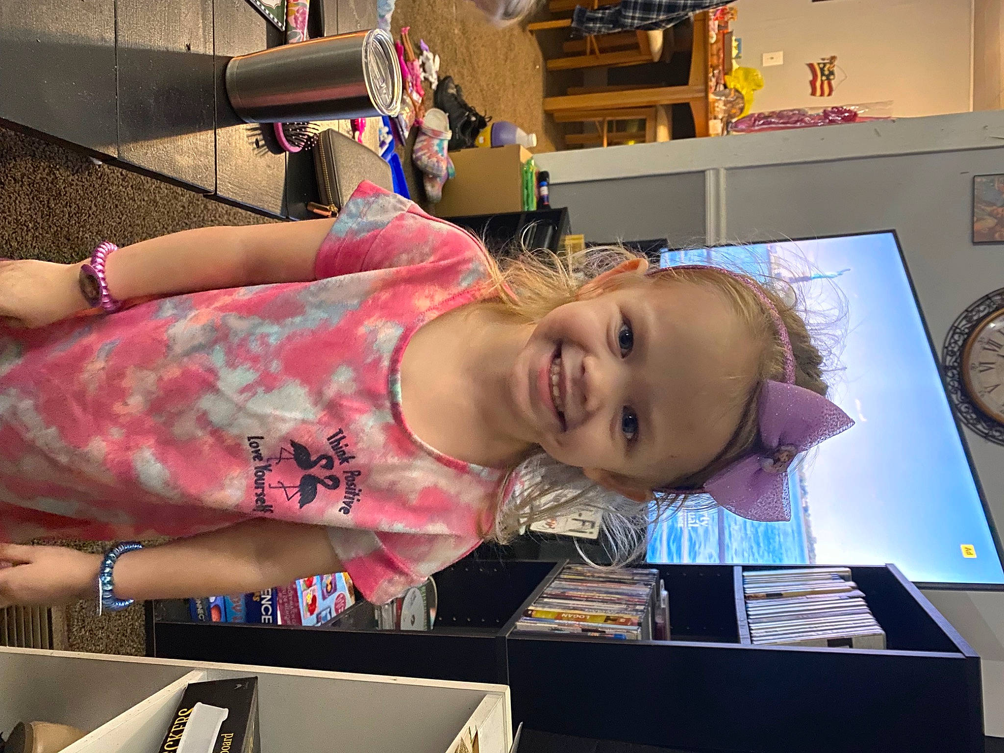 Avery joined the competition — help win amazing prizes! abdomen, advertising, box, chest, child, display_device, eyelash, flesh, fun, joy, magenta, person, room, service, shelf, smile, t_shirt, television_set, toddler, visual_arts