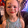 Bella joined the competition — help win amazing prizes! child, face_paint, glitter, pigtails, smile, indoor, girl, colorful, tankt_top, patterned_clothing, decor, poster, spiderman, curtains, room, hair, portrait, young, fun, happy
