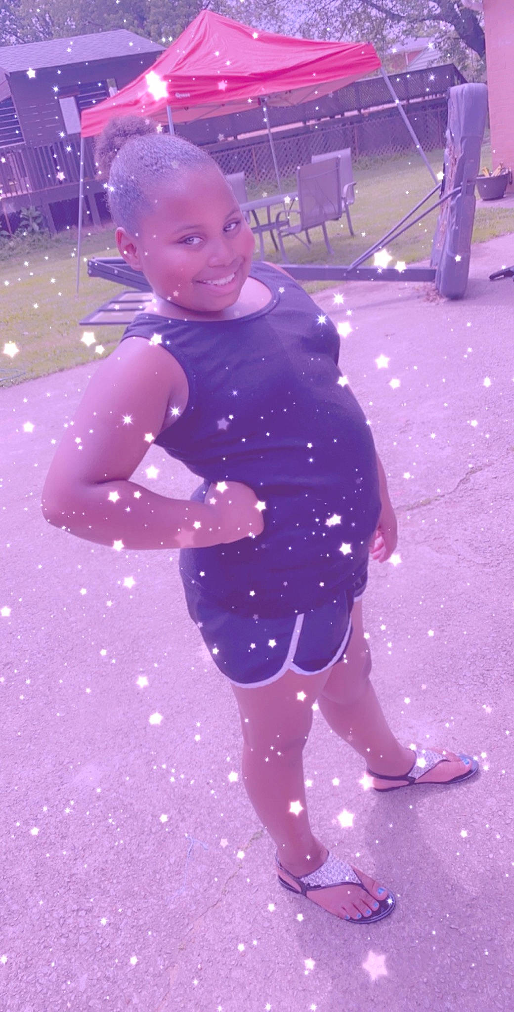 Amariah is registered to the contest to win money with this photo: child, electric_blue, entertainment, event, face, fun, hairstyle, happy, human_leg, joy, leisure, magenta, pattern, person, pink, purple, recreation, smile, snapshot, thigh