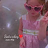 child, girl, portrait, sunglasses, heart_shaped_sunglasses, peace_sign, smiling, pink_dress, gingham, fashion, indoor, boutique, mannequins, shopping, polished_floor, standing, braids, dress, date_overlay, photography