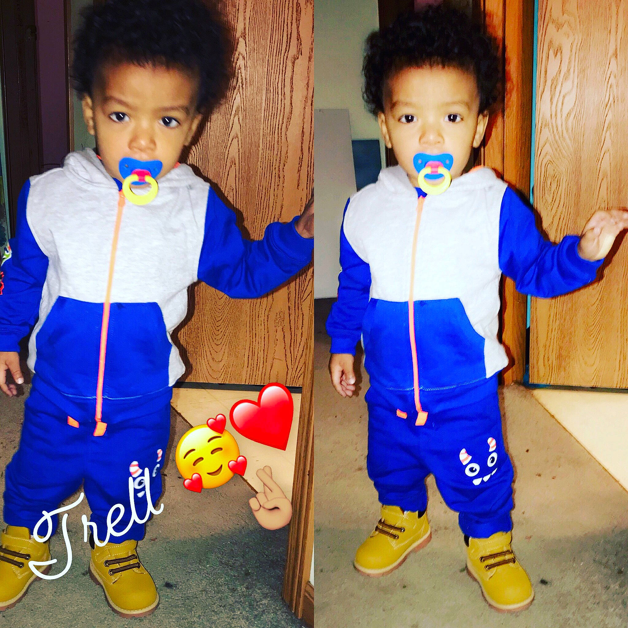 Martrell joined the competition — help win amazing prizes! child, clothing, male, outerwear, person, play, sleeve, standing, toddler, trousers, yellow