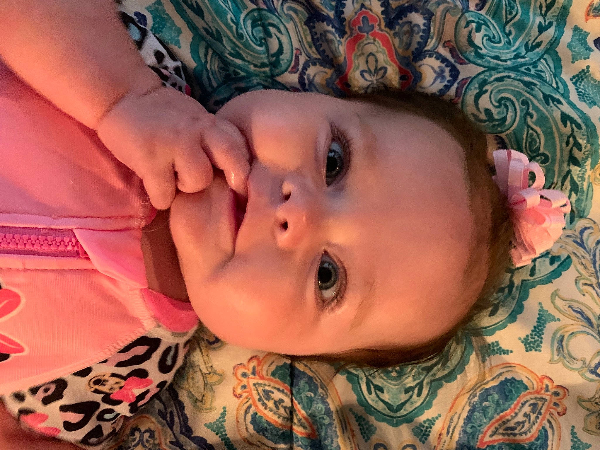 Aylah joined the competition — help win amazing prizes! arm, baby, cheek, eye, eyelash, face, flash_photography, forehead, hand, happy, head, human_body, iris, lip, mouth, neck, nose, person, pink, skin