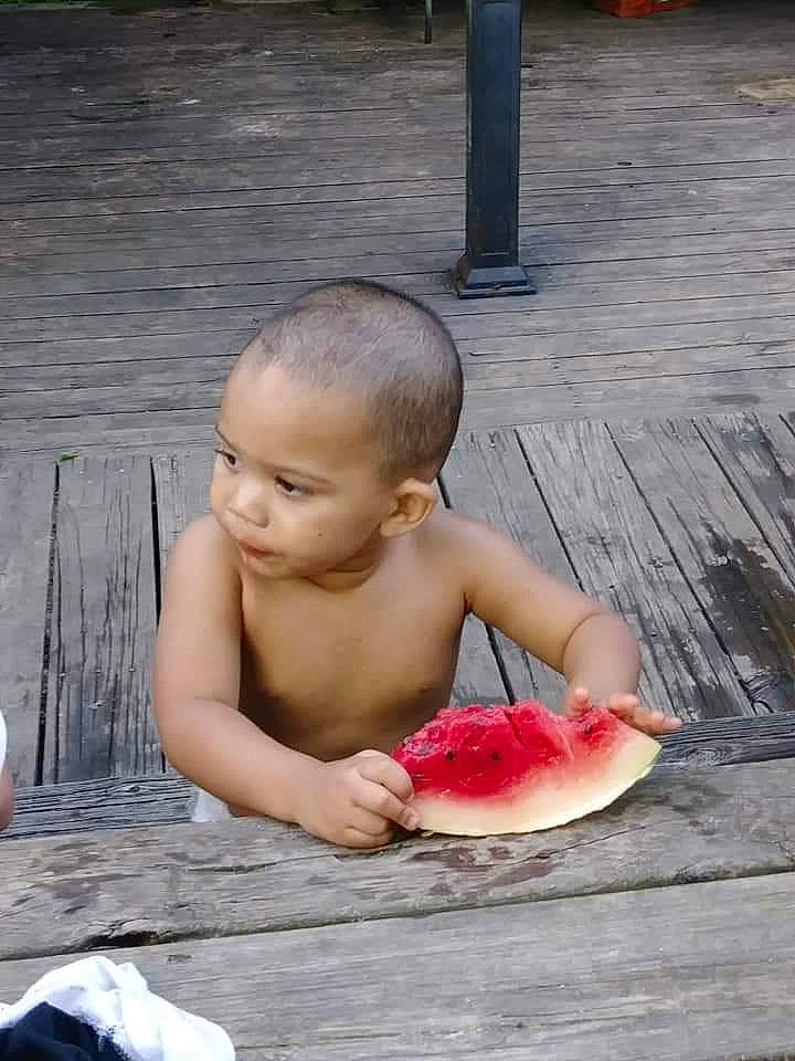 Sebashtyn is registered to the contest to win money with this photo: _and_melon_family, _gourd, baby, child, citrullus, cucumber, eating, food, fruit, melon, person, plant, sitting, toddler, watermelon
