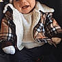 Julien participe au concours pour gagner de l'argent avec cette photo : baby, checkered_pattern, child, closeup, clothing, cozy, cute, fuzzy, happy, hat, indoor, infant, jacket, knitted, mittens, portrait, sitting, smiling, warm, white_hat