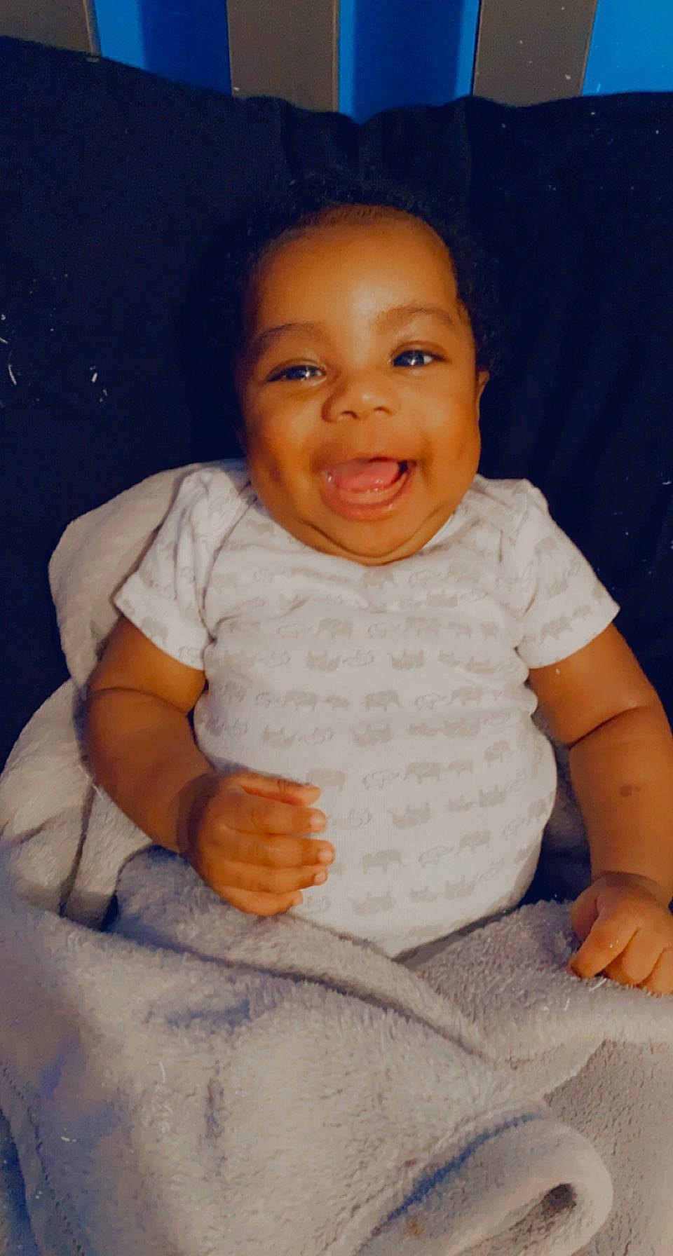 Nasiah joined the competition — help win amazing prizes! arm, baby, cheek, child, chin, face, facial_expression, lip, nose, person, portrait, sitting, skin, smile, toddler