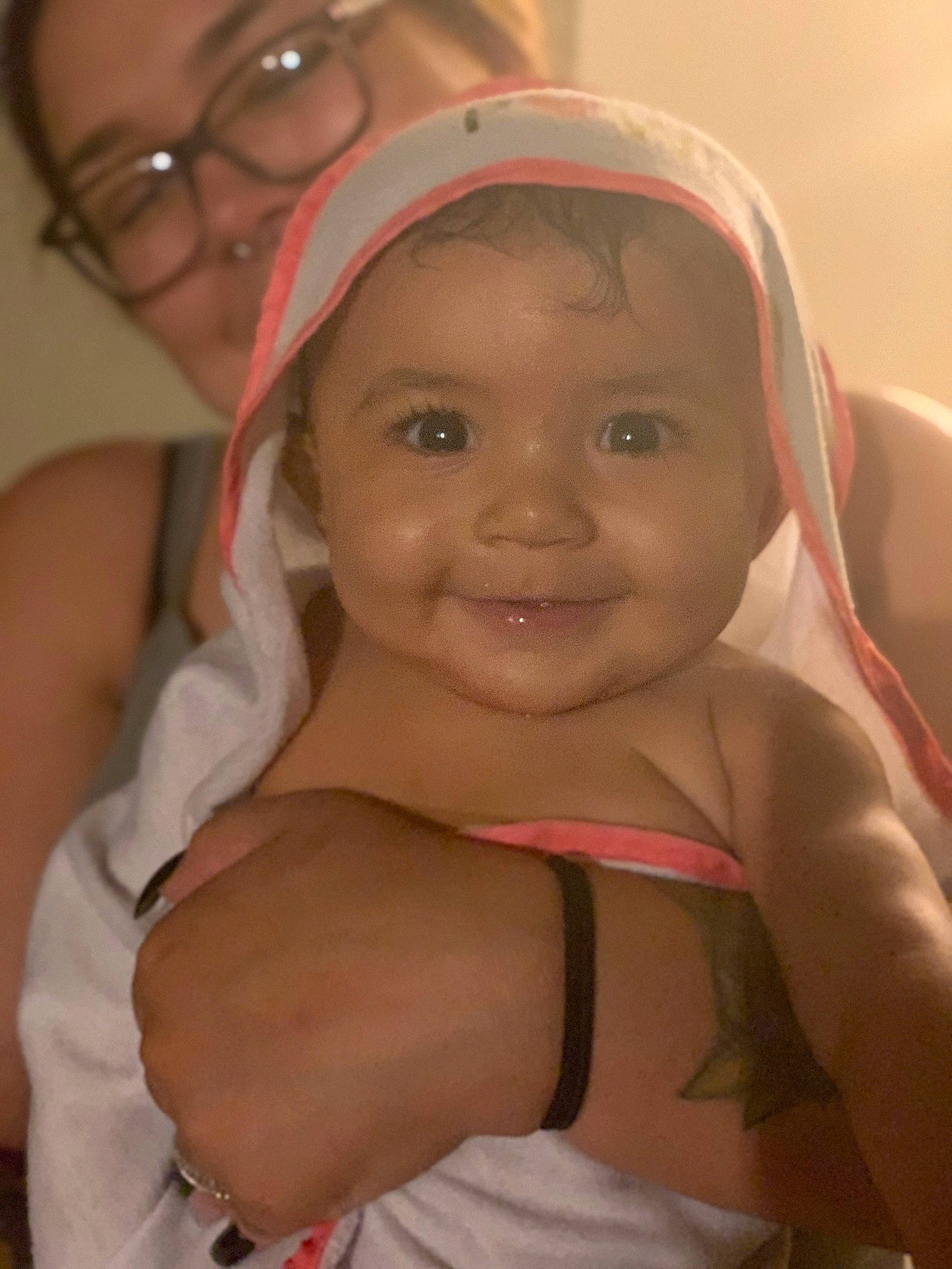 Olivia Grace is registered to the contest to win money with this photo: baby, cheek, child, face, facial_expression, happy, head, headwear, joy, lip, person, pink, skin, smile, toddler