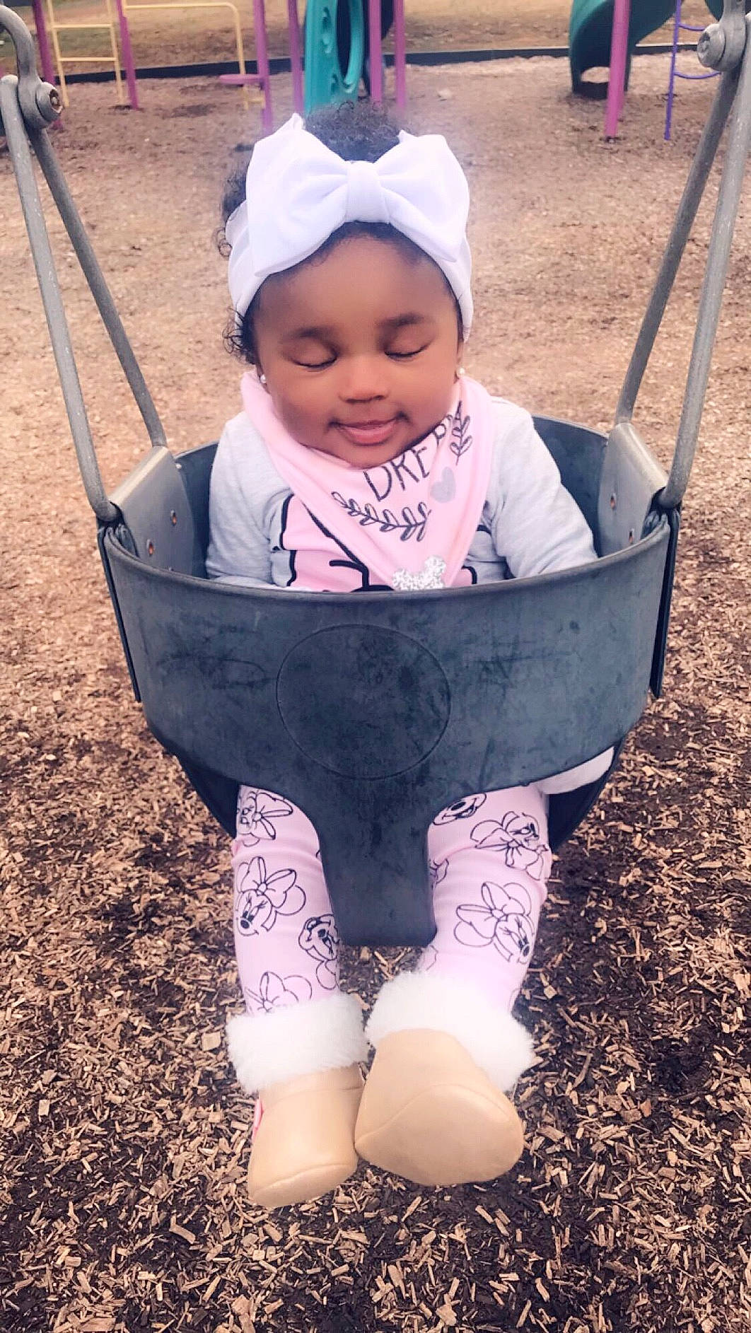 Fallon joined the competition — help win amazing prizes! baby, child, fun, happy, joy, outdoor_play_equipment, person, play, playground, product, skin, smile, swing, toddler