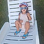 Isaac participe au concours pour gagner de l'argent avec cette photo : casual, child, footwear, grass, hat, lawn, outdoor, plastic_chair, playful, reflection, relaxing, romper, sandals, shade, sitting, smiling, summer, sunglasses, sunny, young