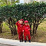 Imran a rejoint le concours — aidez-le/la à gagner de superbes lots ! cap, casual_wear, child, children, curb, daylight, footwear, greenery, happy, hedge, hoodie, nature, outdoor, pair, person, posing, red_clothing, sidewalk, smiling, toddler