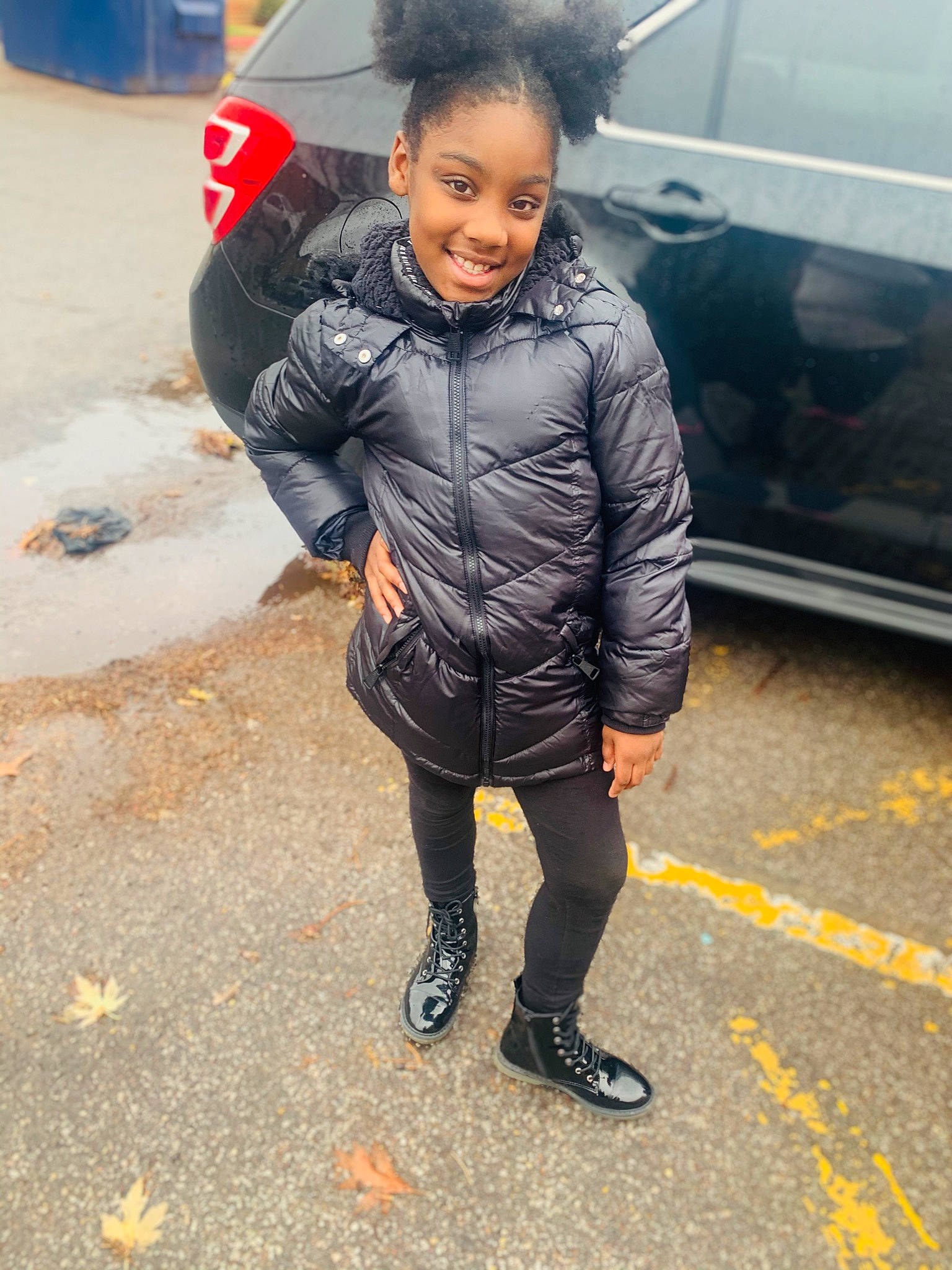 Lauren is registered to the contest to win money with this photo: asphalt, auto_part, automotive_design, automotive_exterior, automotive_lighting, automotive_tire, automotive_wheel_system, car, denim, joy, motor_vehicle, person, personal_luxury_car, personal_protective_equipment, road, road_surface, sleeve, snapshot, street_fashion, tire