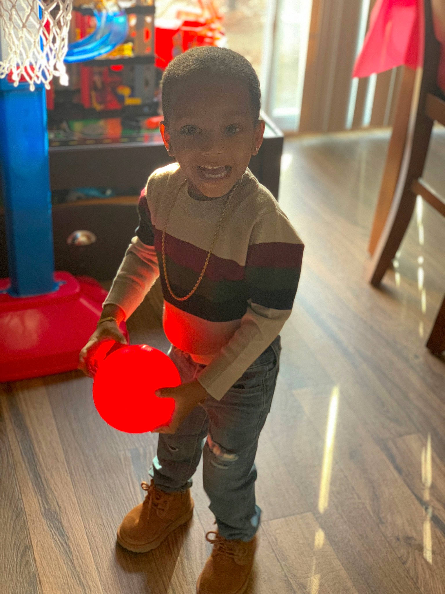 Donald joined the competition — help win amazing prizes! child, floor, flooring, fun, happy, hardwood, human_leg, joy, leg, leisure, person, recreation, shoe, shorts, smile, sneakers, standing, t_shirt, thigh, toddler
