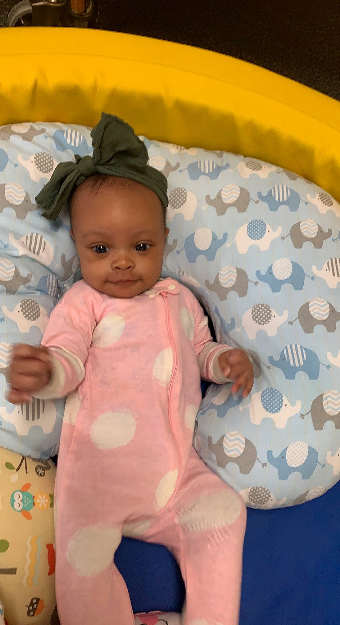 Azariah is registered to the contest to win money with this photo: baby, baby_products, baby_safety, baby_toddler_clothing, cheek, child, comfort, face, fun, happy, infant_bodysuit, linens, pattern, person, product, skin, sleeve, smile, thumb, toddler