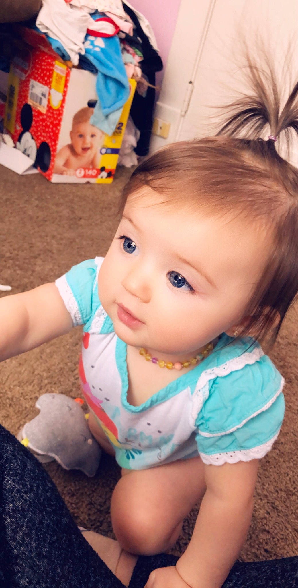 Annabel is registered to the contest to win money with this photo: baby, beauty, cheek, child, chin, ear, eye, face, forehead, fun, hair, head, iris, lip, nose, person, play, skin, smile, snapshot