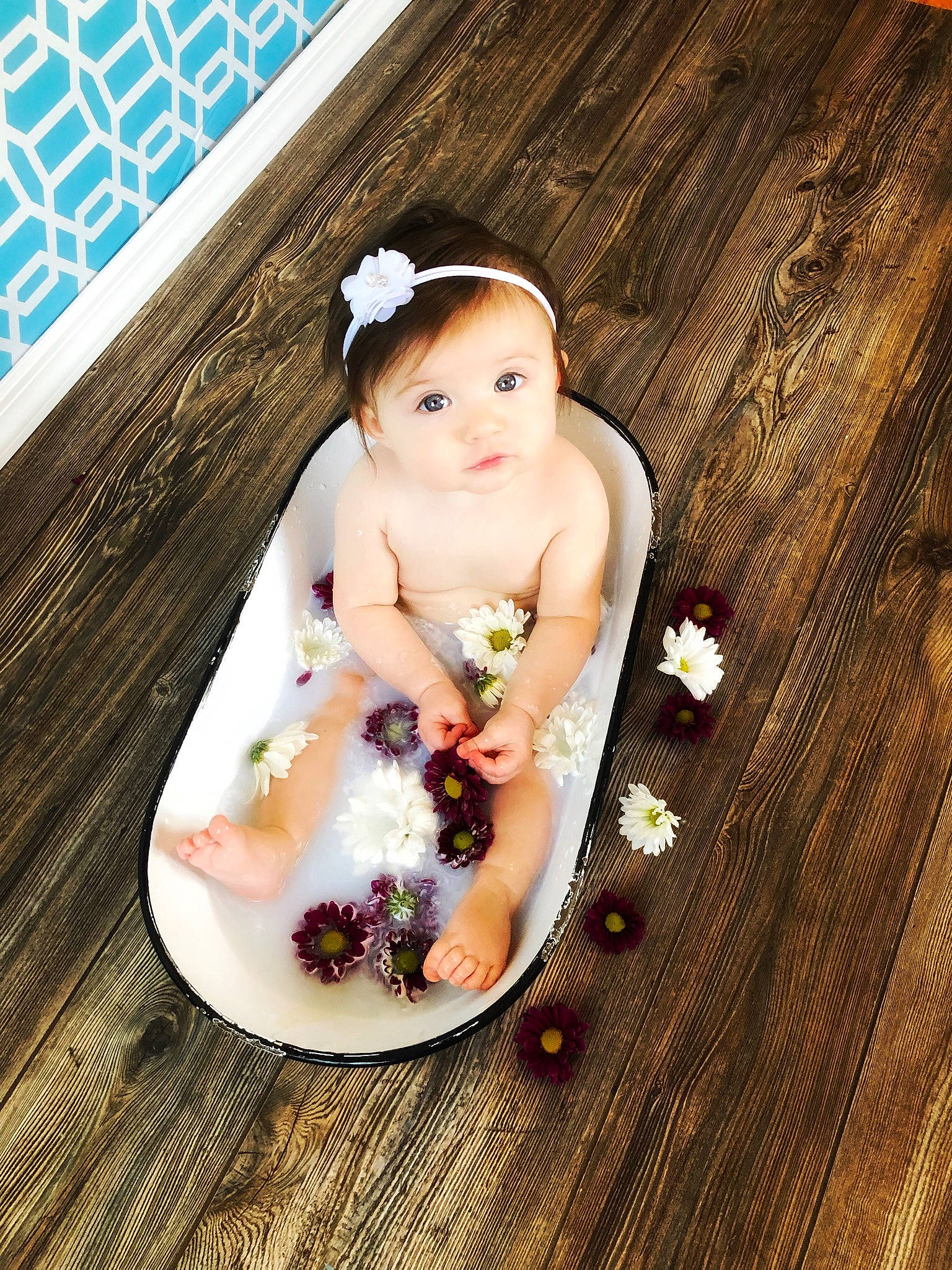 Annabel joined the competition — help win amazing prizes! baby, bathing, child, dress, fashion_accessory, flower, hair_accessory, headgear, person, petal, pink, plant, skin, toddler