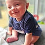 Leo joined the competition — help win amazing prizes! baby, child, smiling, indoor, window, natural_light, cute, sitting, infant, young_child, happy, portrait, blonde_hair, blue_clothing, hand, foot, skin, face, expression, candid
