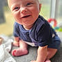 Leo joined the competition — help win amazing prizes! baby, child, crawling, smiling, navy_blue_clothing, indoor, window, soft_light, happy, face, skin, hand, foot, floor, blanket, blurred_background, portrait, infant, cute, toddler