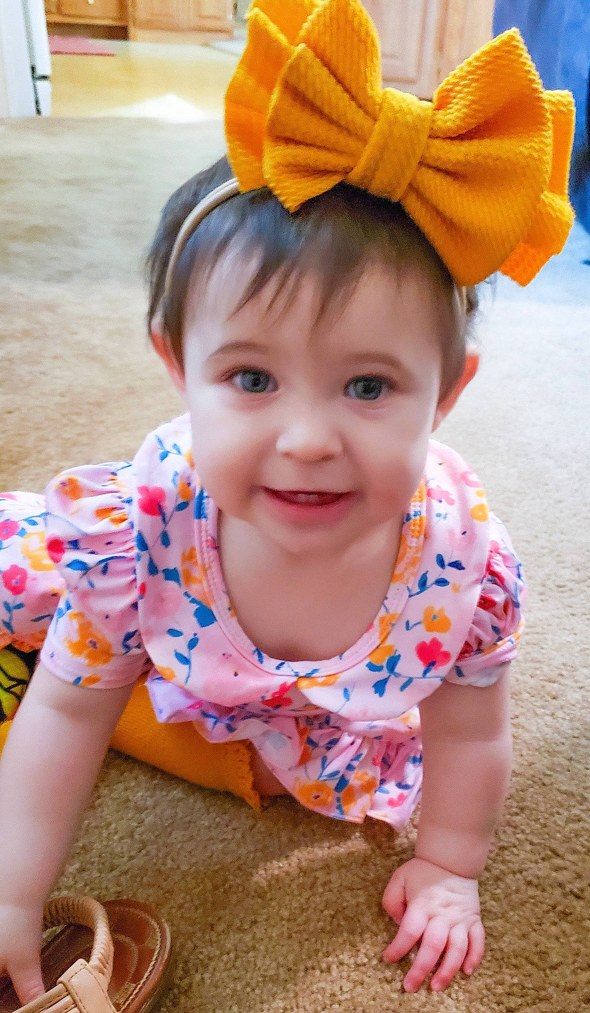 Gemma joined the competition — help win amazing prizes! baby_toddler_clothing, blue, child, chin, dress, face, happy, head, joy, orange, organ, person, photograph, pink, red, skin, sleeve, smile, summer, toddler