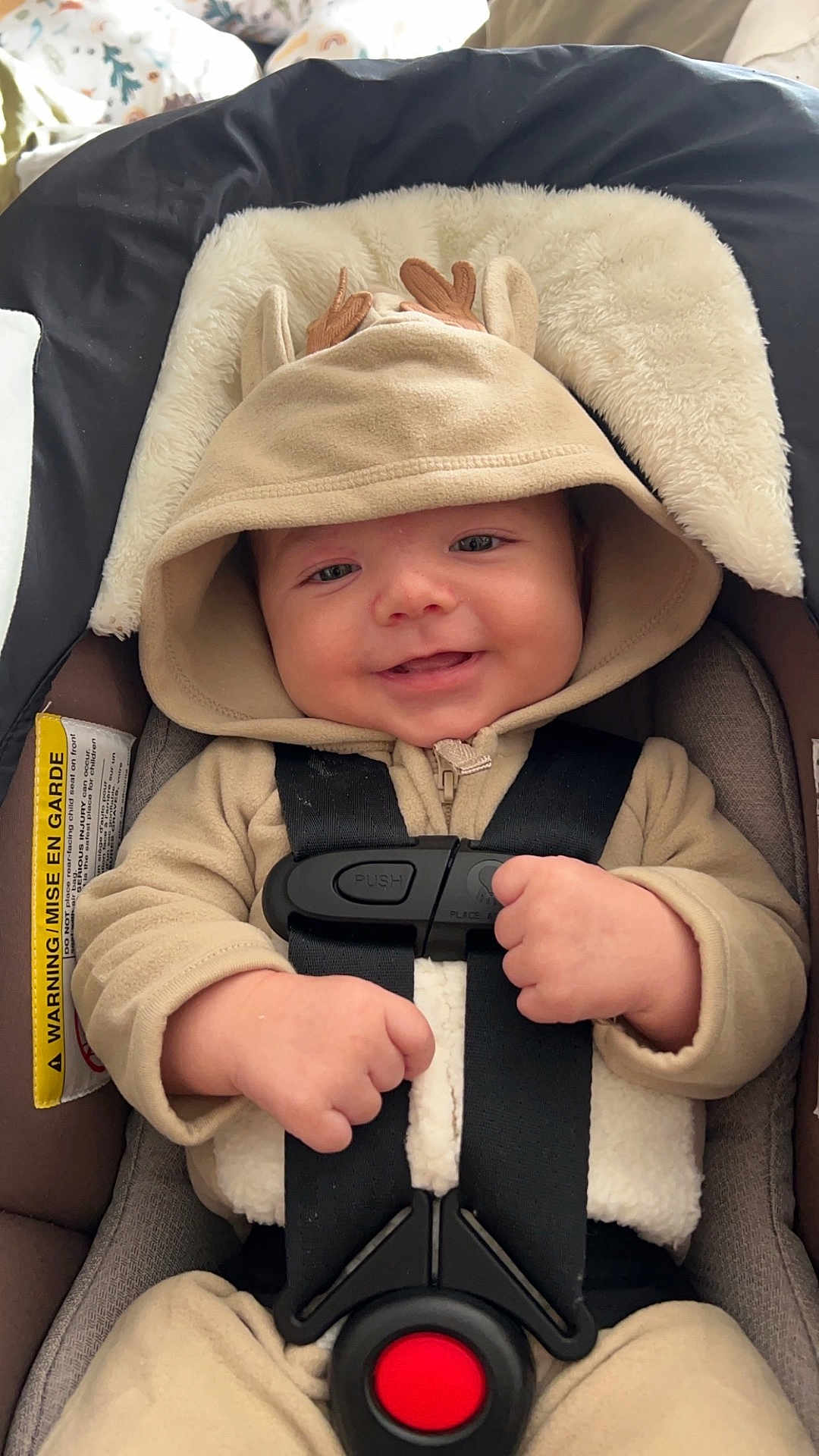 Arterix is registered to the contest to win money with this photo: baby, clothing, coat, cushion, e_scooter, face, hat, head, homedecor, hood, hoodie, jacket, knitwear, person, photography, portrait, sweater, sweatshirt, transportation, vehicle