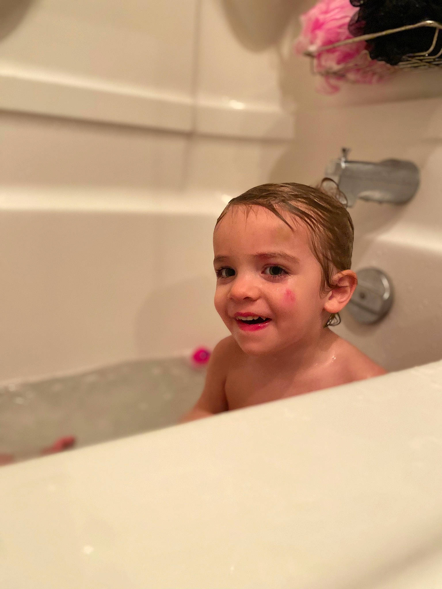 Dawson joined the competition — help win amazing prizes! baby, baby_bathing, bathing, bathroom, bathtub, bathtub_spout, chest, child, comfort, eyelash, fluid, fun, happy, joy, laugh, person, personal_care, plumbing, plumbing_fixture, room