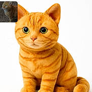 Simba a rejoint le concours — aidez-le/la à gagner de superbes lots ! cat, orange_tabby, cute, large_eyes, cartoon_style, pet, animal, feline, fur, whiskers, sitting, portrait, closeup, background_white, inset_photo, real_cat, carpet, indoor, curious, domestic_animal