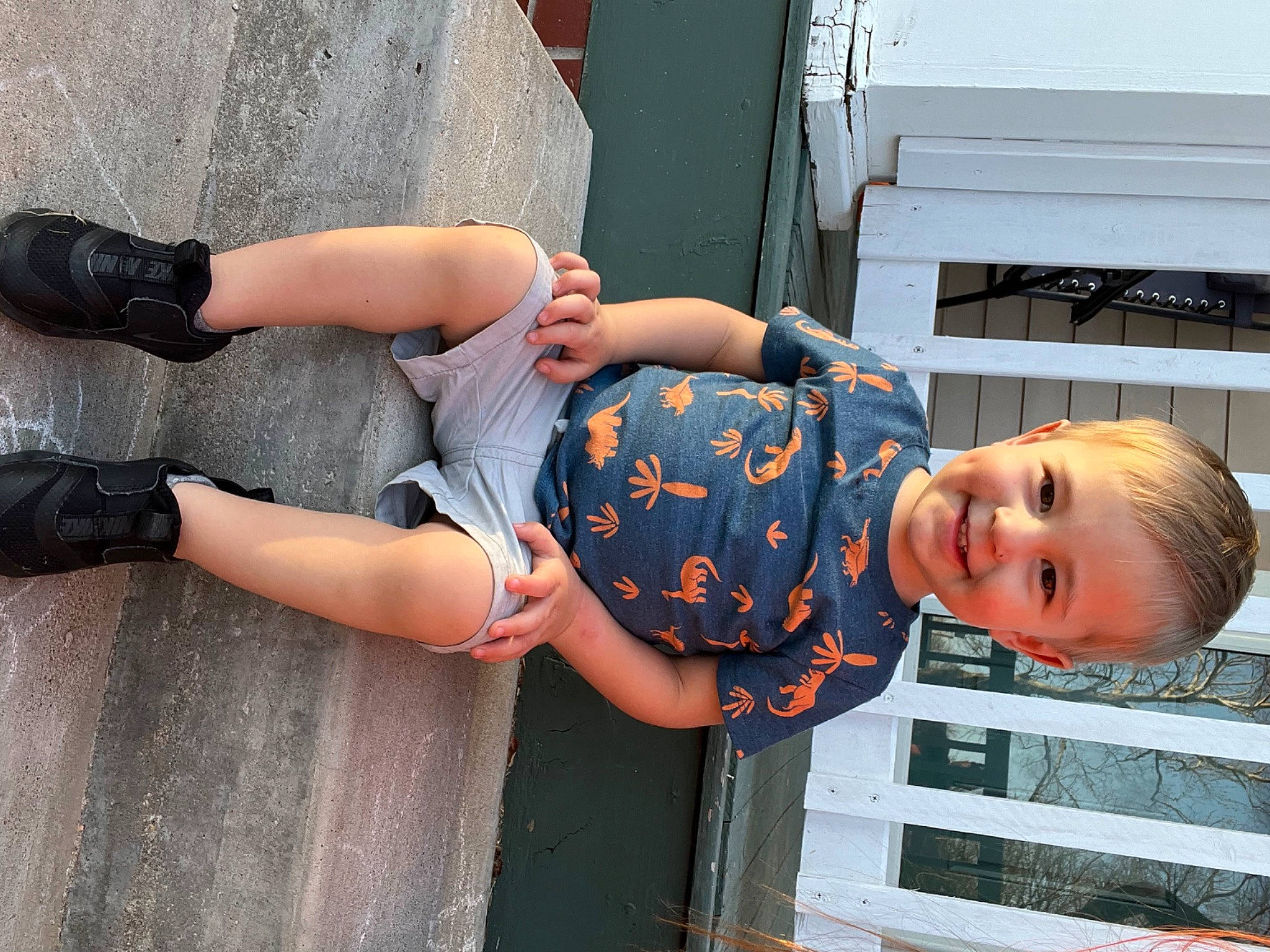 Drew joined the competition — help win amazing prizes! calf, denim, elbow, electric_blue, foot, fun, happy, human_leg, joint, joy, knee, leisure, pattern, person, sandal, shorts, sitting, smile, thigh, tree