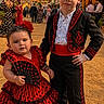 Nëlya Saidi participe au concours pour gagner de l'argent avec cette photo : child, children, flamenco_dress, traditional_clothing, fan, festival, fairground, string_lights, outdoor, portrait, celebration, red, black, dress, suit, boy, girl, posing, crowd, cultural