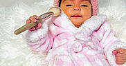 Raelynn joined the competition — help win amazing prizes! adorable, baby, bunny_ears, child, cozy, cute, fashion, fluffy, headband, indoor, infant, makeup_brush, person, pink, portrait, relaxing, robe, soft, white_fur, window_blind
