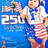 baby, child, 4th_of_july, american_flag, patriotic_clothing, hat, bow_tie, shorts, shoes, blue_background, text_overlay, celebration, holiday, portrait, infant, red_white_blue, stars, stripes, digital_screen, viewer_list