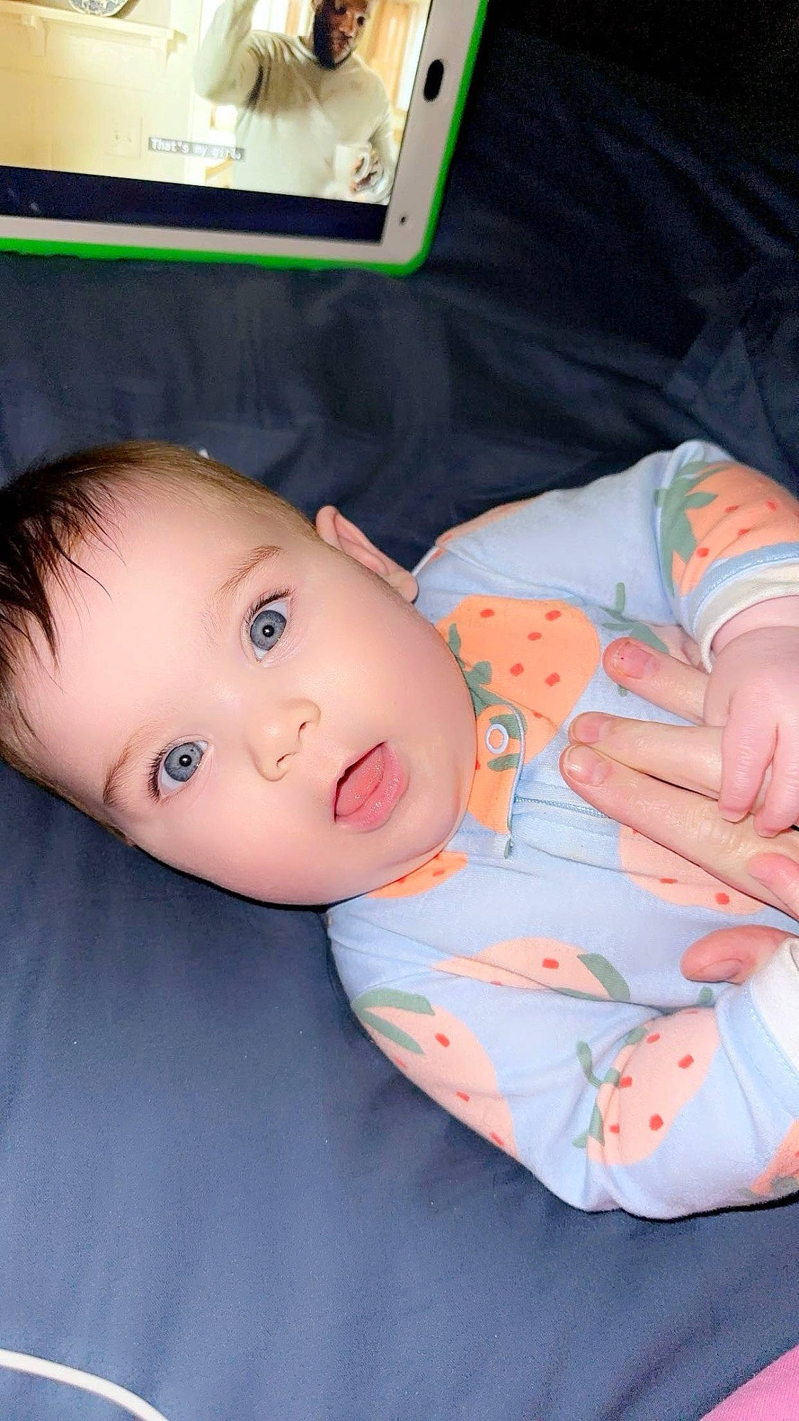 Emersyn is registered to the contest to win money with this photo: baby, baby_products, baby_toddler_clothing, cheek, child, chin, comfort, eye, nose, person, sitting, skin, sleeve, smile, toddler