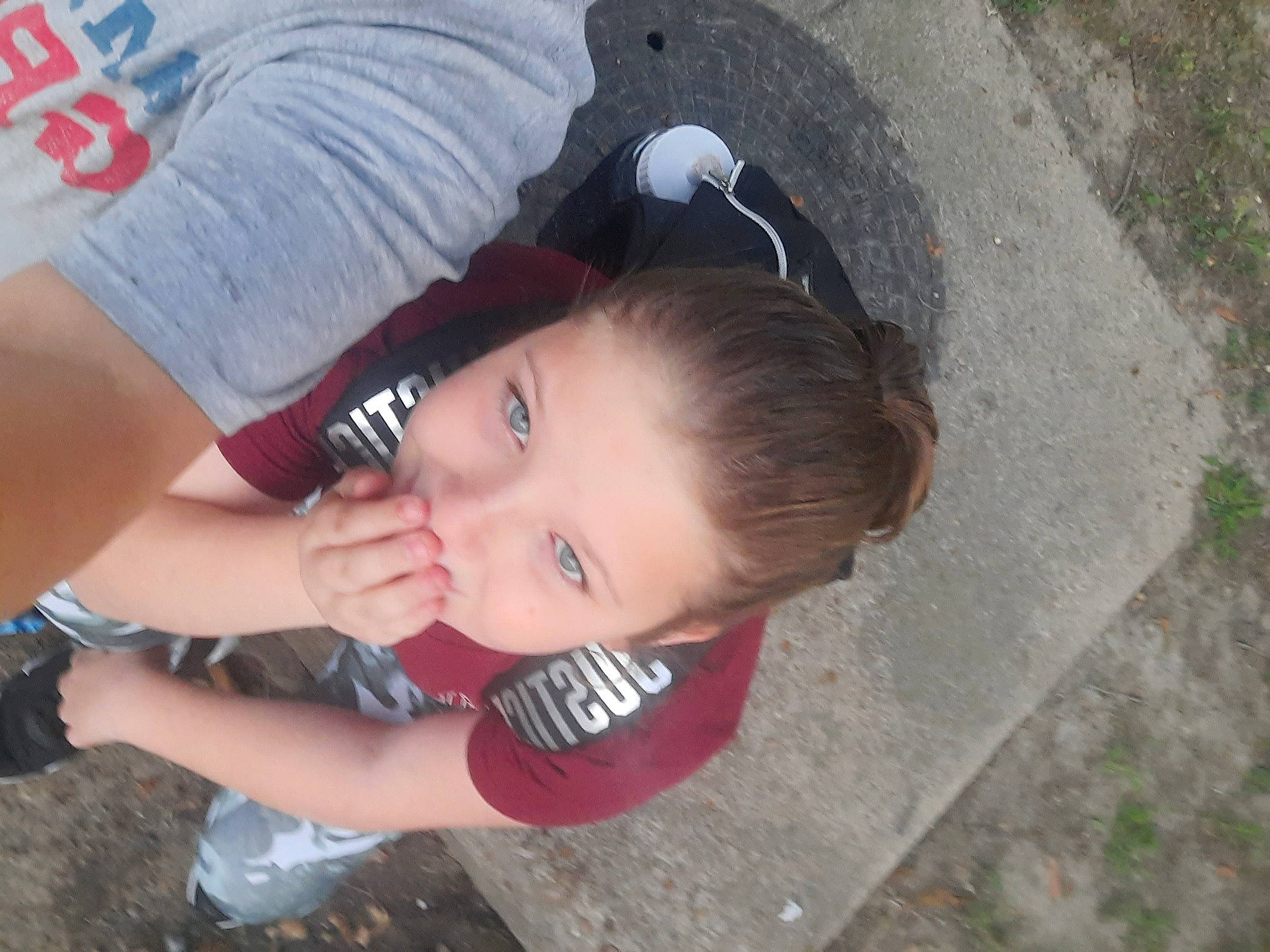 Alyssa is registered to the contest to win money with this photo: baby, baby_toddler_clothing, baseball_cap, cap, child, elbow, fun, grass, happy, hat, leisure, pattern, person, plant, recreation, sitting, smile, sunglasses, toddler, tree