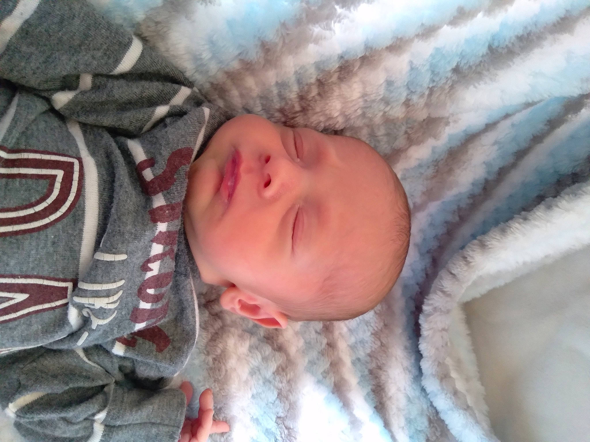 Bruce Jr joined the competition — help win amazing prizes! baby, baby_sleeping, bedding, bedtime, blanket, carmine, cheek, child, comfort, face, fur, grey, linens, nap, nose, pattern, person, skin, sleep, toddler