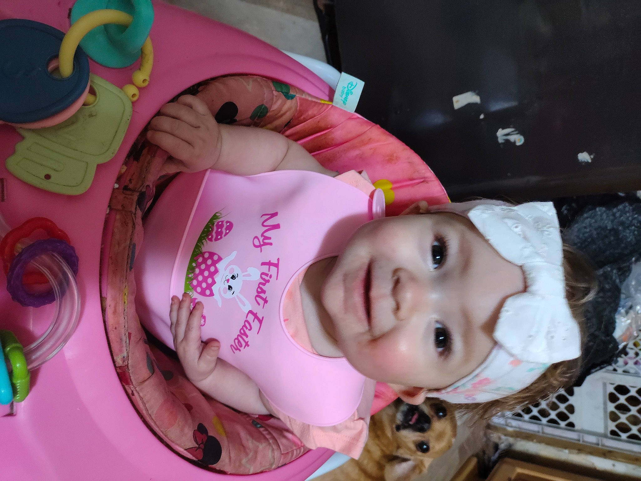 Jocelyn joined the competition — help win amazing prizes! baby, baby_laughing, baby_products, baby_toddler_clothing, cheek, child, eyelash, fun, happy, headwear, joy, lip, magenta, mouth, nose, person, pink, product, room, skin