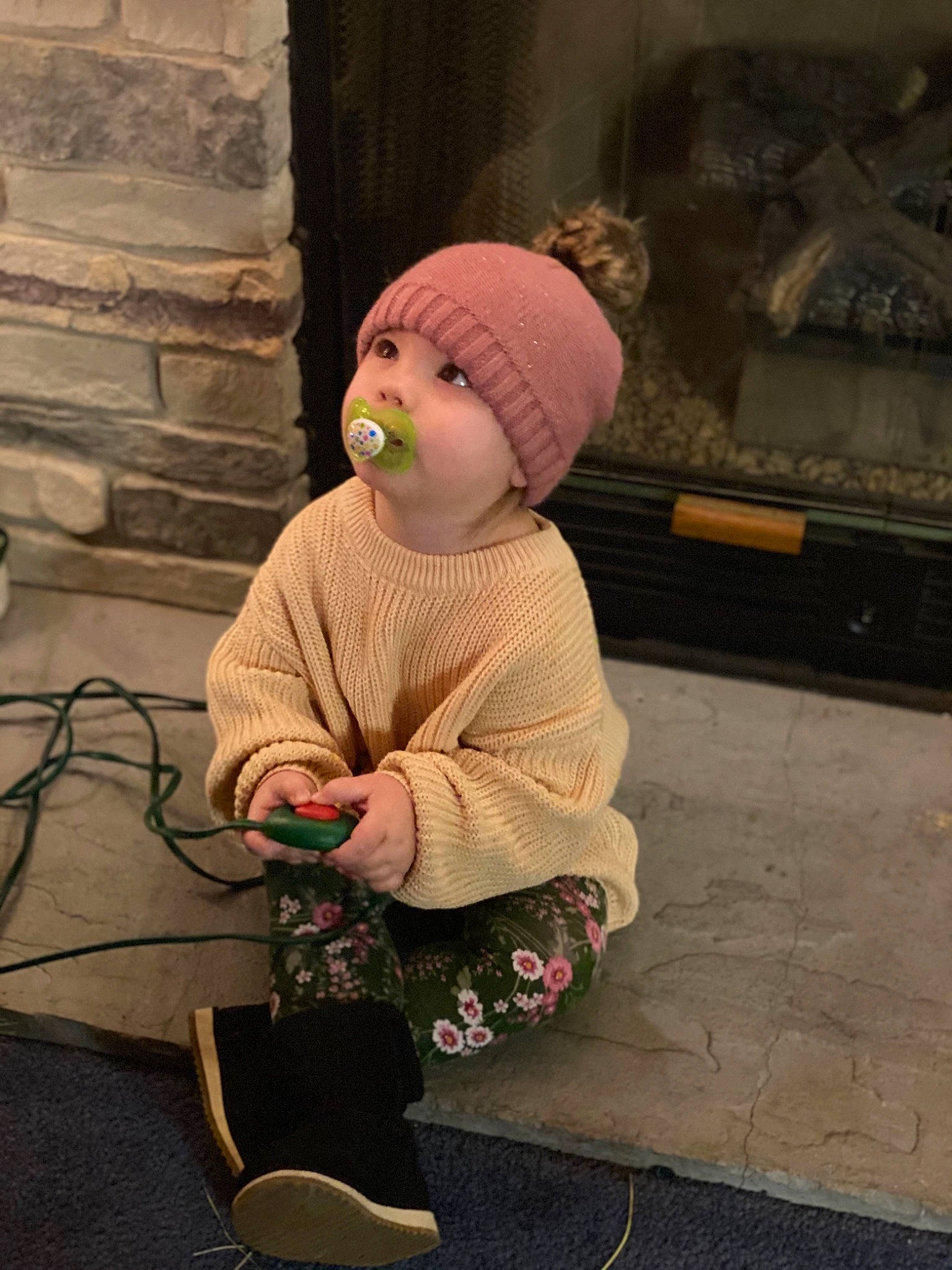 Kynslee joined the competition — help win amazing prizes! baby, baby_toddler_clothing, beanie, bonnet, craft, creative_arts, crochet, headwear, knit_cap, knitting, person, sweater, textile, thread, wool, woolen, woven_fabric