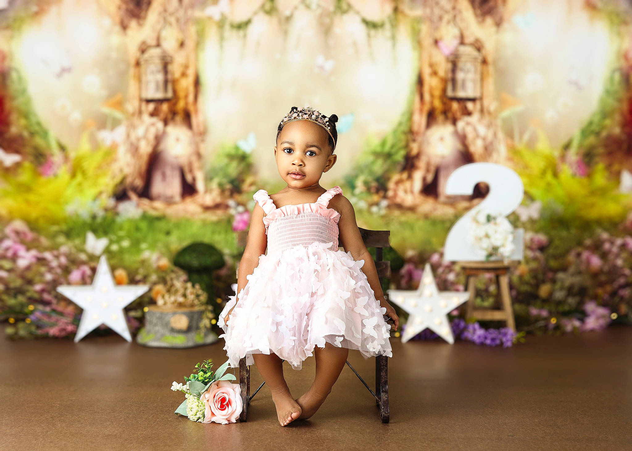 Callie joined the competition — help win amazing prizes! bouquet, bridal_clothing, dress, event, fashion, flash_photography, floral_design, flower_arranging, formal_wear, fun, happy, headgear, headpiece, leisure, person, petal, pink, plant, smile, toddler