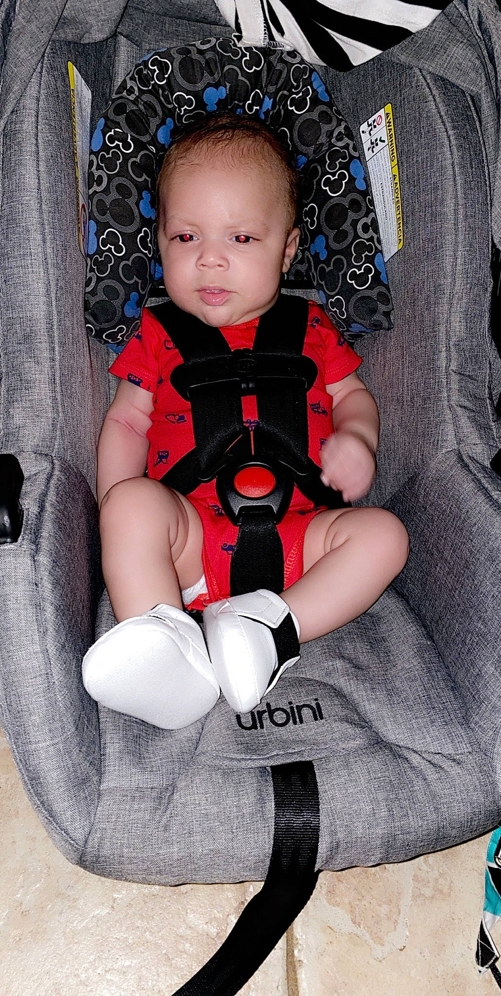 Jaziah is registered to the contest to win money with this photo: arm, auto_part, baby, baby_carriage, baby_products, baby_toddler_clothing, cheek, child, child_model, leg, person, product, sitting, thigh, toddler