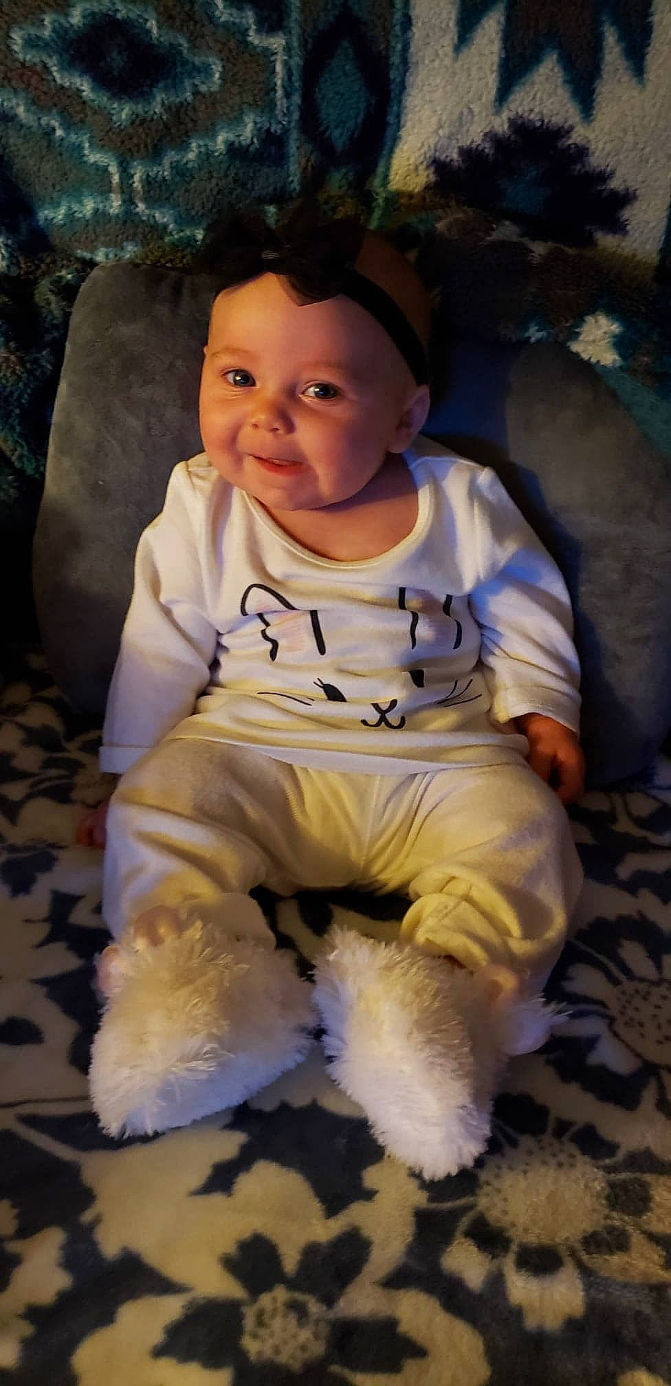 Olivia joined the competition — help win amazing prizes! baby, cheek, child, person, sitting, smile, toddler