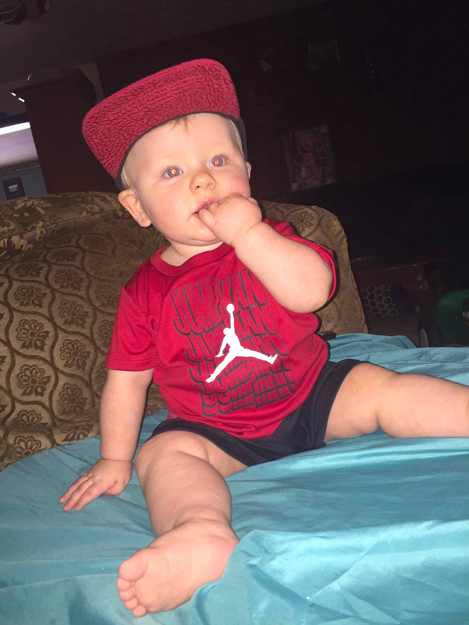 Abel joined the competition — help win amazing prizes! arm, baby, cap, cheek, child, cool, eye, fun, headgear, leg, muscle, person, pink, sitting, skin, smile, t_shirt, toddler, vacation