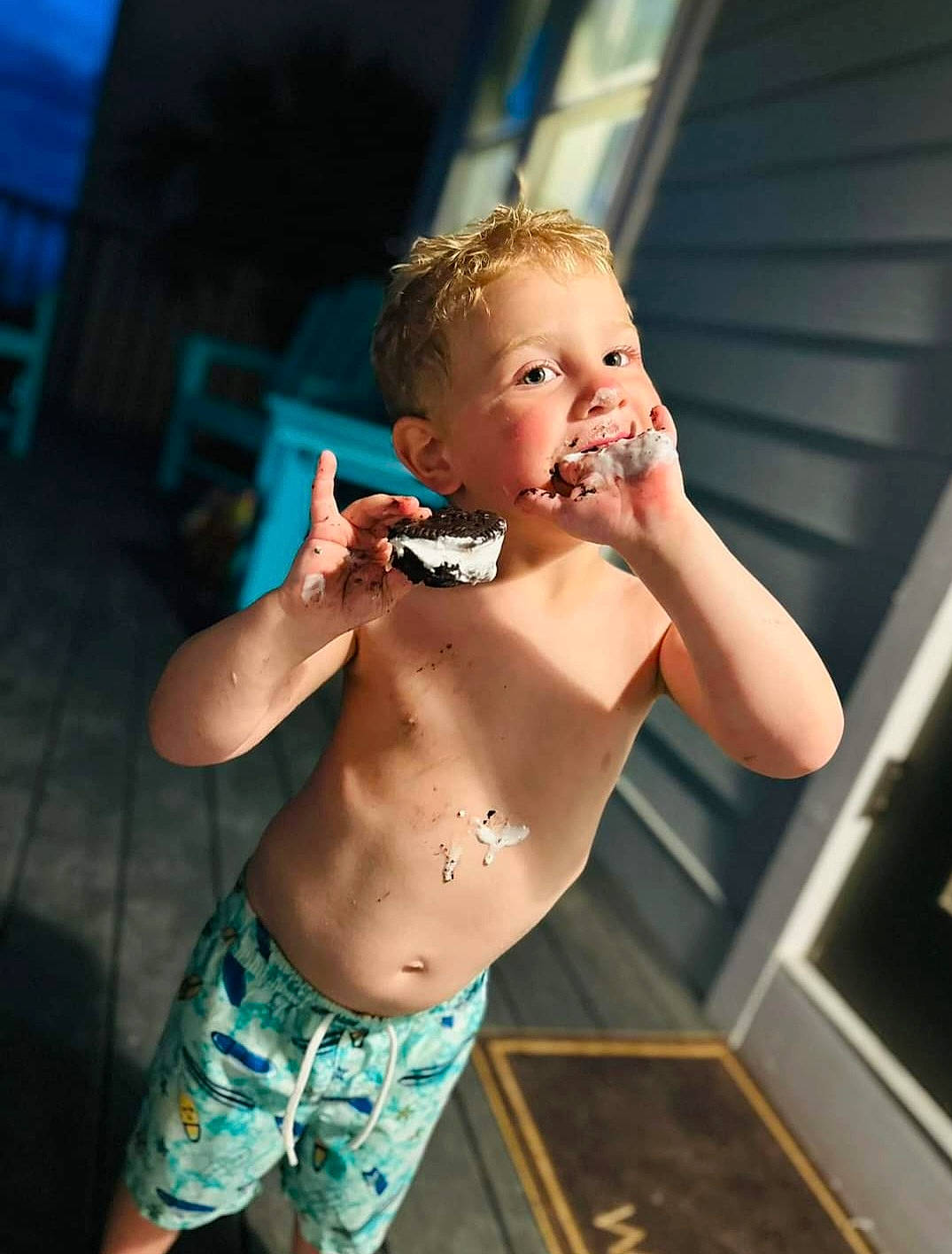 Kayden joined the competition — help win amazing prizes! abdomen, baby, blue, chest, elbow, finger, flash_photography, gesture, happy, joint, leisure, muscle, navel, neck, person, shoulder, skin, stomach, thigh, thumb