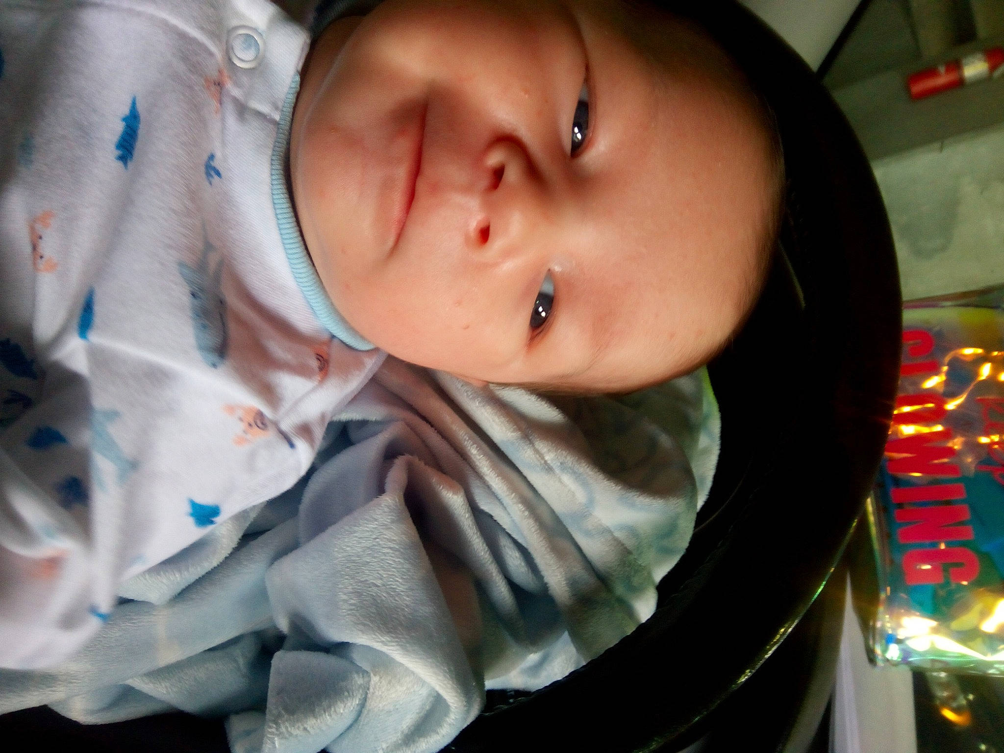 Colton joined the competition — help win amazing prizes! automotive_lighting, baby, baby_products, baby_toddler_clothing, cheek, child, comfort, eyelash, fun, happy, iris, lip, mouth, nose, person, personal_luxury_car, skin, smile, steering_wheel, toddler