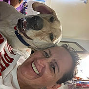 Lily is registered to the contest to win money with this photo: canidae, carnivore, companion_dog, dog, dog_breed, event, eyewear, fawn, fun, fur, gesture, happy, laugh, love, non_sporting_group, selfie, smile, sporting_group